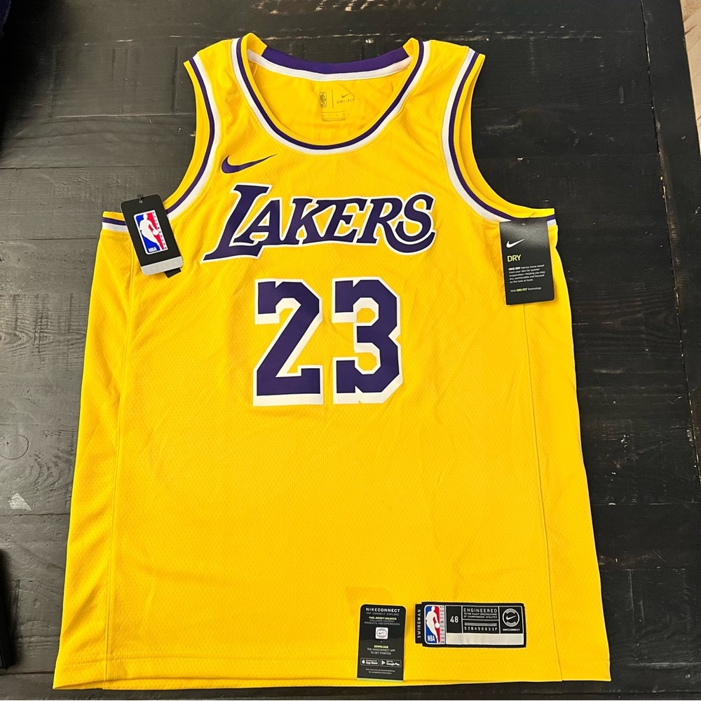 Nike Lebron James XL Yellow #23 NBA Lakers Authentic Swingman Jersey
